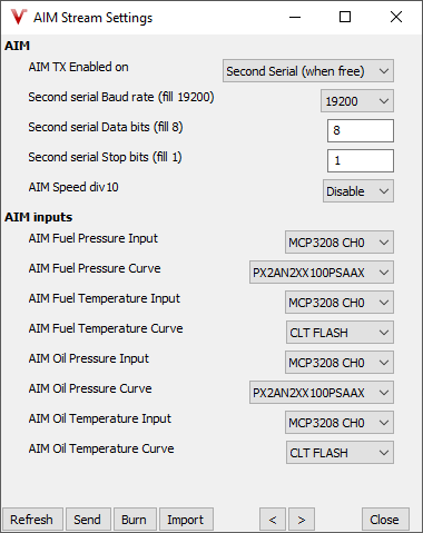 Aim stream settings